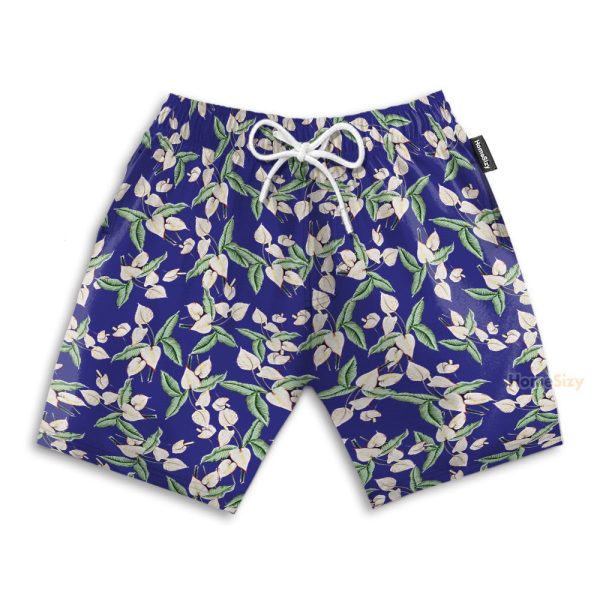 Tom Selleck Magnum Pi Movie Mini Anthurium Blue Cosplay Costume Hawaiian Shirt & Beach Shorts