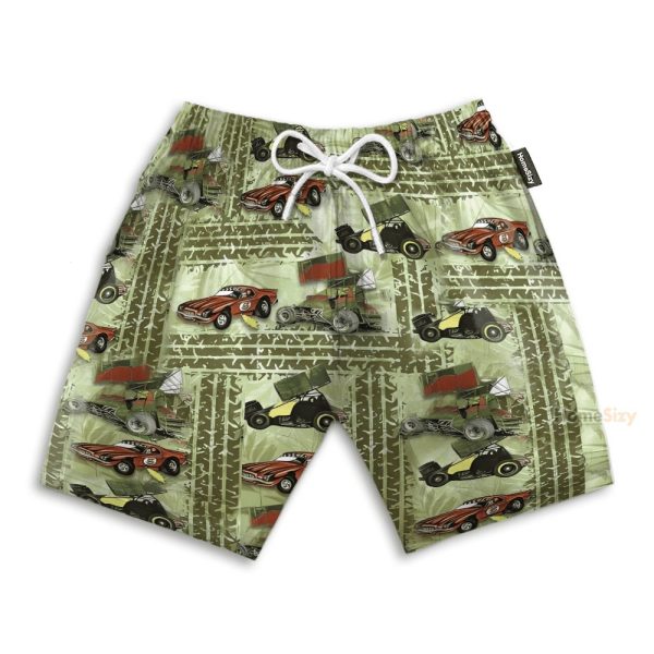 Dirt Track Racing Men'S Button'S Up Shirts Hawaiian Shirt & Beach Shorts