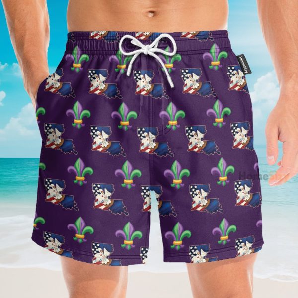 Louisiana Fleur De Lis Mardi Hawaiian Shirt & Beach Shorts