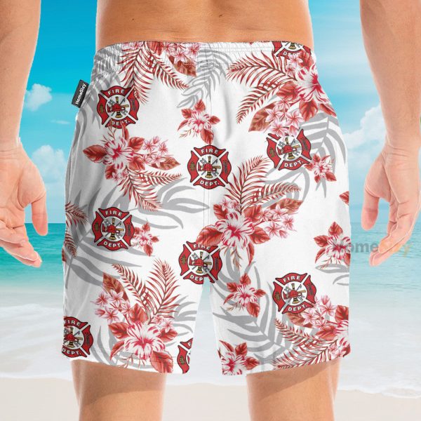 Firefighter Fire Rescue Men'S Button'S Up Shirts Hawaiian Shirt & Beach Shorts