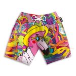 Hippie Flamingo Men'S Button'S Up Shirts Hawaiian Shirt & Beach Shorts