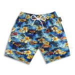 Hot Rod Car And Flowers Hawaiian Shirt & Beach Shorts