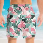 Pink Flamingo Men'S Button'S Up Shirts Hawaiian Shirt & Beach Shorts