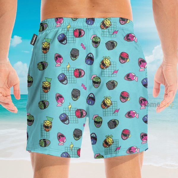 Retro Power Rangers Helmet Pattern Hawaiian Shirt & Beach Shorts