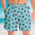 Retro Power Rangers Helmet Pattern Hawaiian Shirt & Beach Shorts