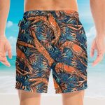 Shrimp Tropical Leaves Pattern Hawaiian Shirt & Beach Shorts