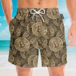 Realistic Seamless Bitcoin Cryptocurrency Hawaiian Shirt & Beach Shorts