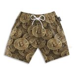 Realistic Seamless Bitcoin Cryptocurrency Hawaiian Shirt & Beach Shorts