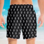 Black And White Bitcoin Pattern Hawaiian Shirt & Beach Shorts
