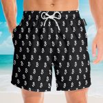 Black And White Bitcoin Pattern Hawaiian Shirt & Beach Shorts