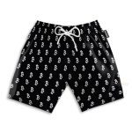Black And White Bitcoin Pattern Hawaiian Shirt & Beach Shorts