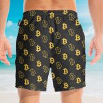 Seamless Bitcoin Men'S Button'S Up Shirts Hawaiian Shirt & Beach Shorts