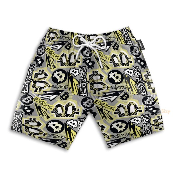 Bitcoin Doodle Funky Pattern Hawaiian Shirt & Beach Shorts