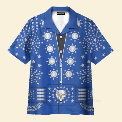 Elvis Presley Owl Blue Cosplay Costume Hawaiian Shirt