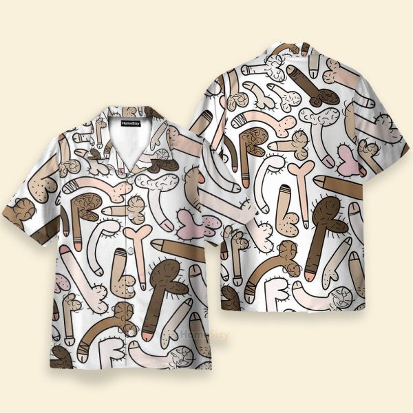 Colored-In Cock Doodles Funny Men Shirt Hawaiian Shirt