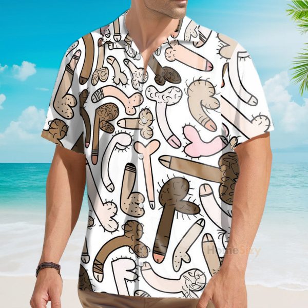 Colored-In Cock Doodles Funny Men Shirt Hawaiian Shirt