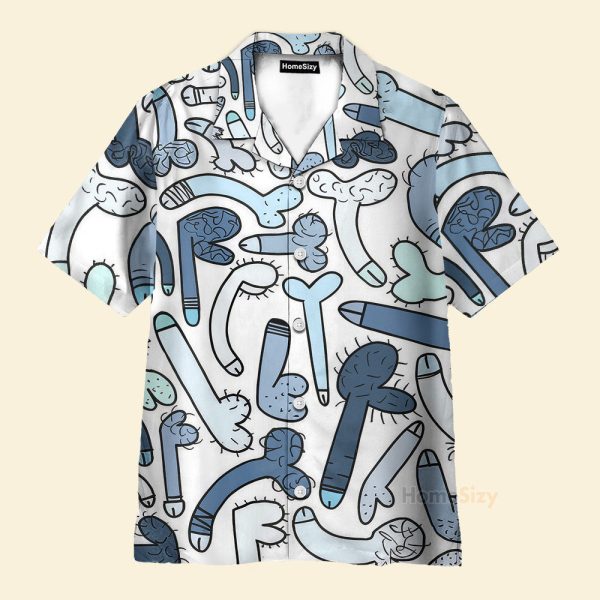Colored-In Cock Doodles Funny Men Shirt Hawaiian Shirt