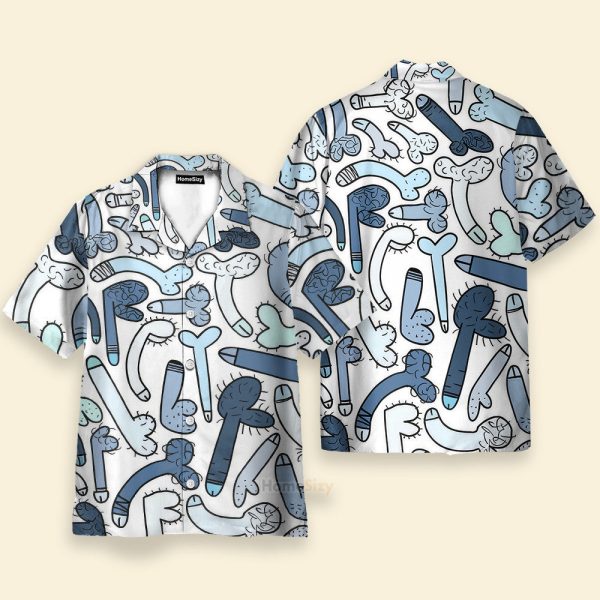 Colored-In Cock Doodles Funny Men Shirt Hawaiian Shirt