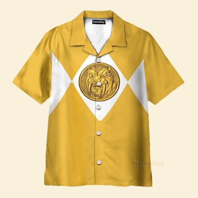 3D Mighty Morphin Power Rangers Yellow Cosplay Costume Hawaiian Shirt