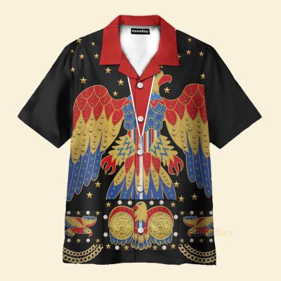 Elvis Presley Eagle Black Cosplay Costume Hawaiian Shirt