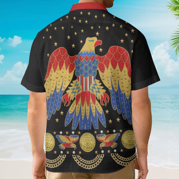 Elvis Presley Eagle Black Cosplay Costume Hawaiian Shirt