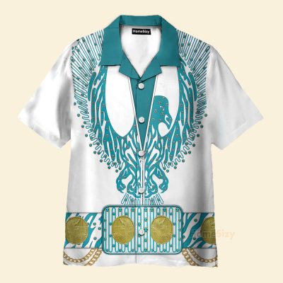 Elvis Presley Turquoise Phoenix Cosplay Costume Hawaiian Shirt