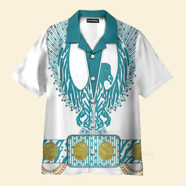 Elvis Presley Turquoise Phoenix Cosplay Costume Hawaiian Shirt
