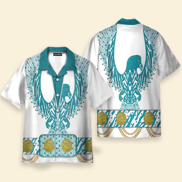 Elvis Presley Turquoise Phoenix Cosplay Costume Hawaiian Shirt