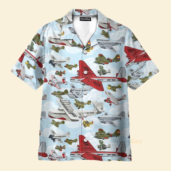 3D Aircraft Pattern Summer Hawaiian Shirt