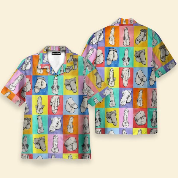 Colorblock Cocks Hawaiian Shirt Qt4092001