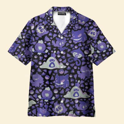 Ghost Purple Pomo Seamless Pattern Hawaiian Shirt Qt4120403