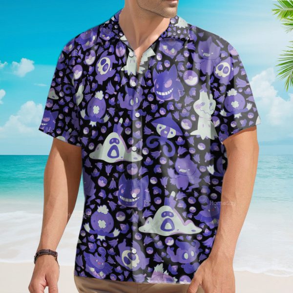 Ghost Purple Pomo Seamless Pattern Hawaiian Shirt Qt4120403