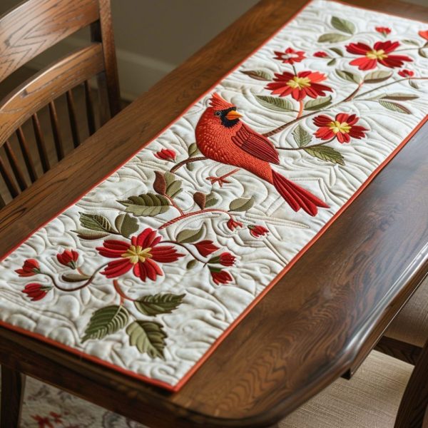 Scarlet Song Quilted Table Runner