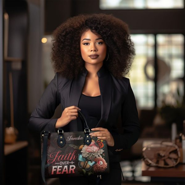Faith Over Fear - Personalized Leather Handbag Stb28
