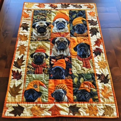 Adorable Pug Quilted Table Runner