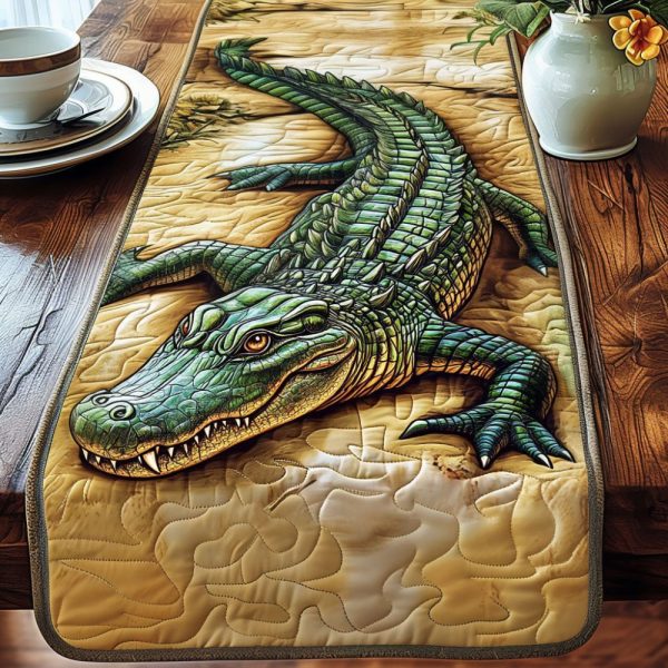 Alligator In Nature Quilted Table Runner