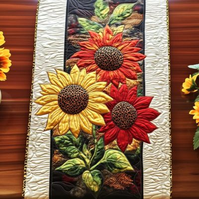 Amber Bloom Quilted Table Runner