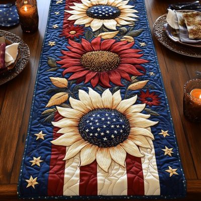 Americana Flower Quilted Table Runner