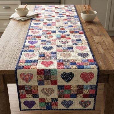 Americana Love Quilted Table Runner