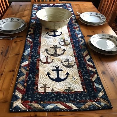 Anchors Patchwork Quilted Table Runner