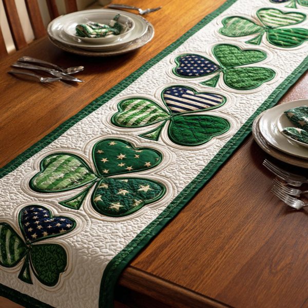 Ancient Green Quilted Table Runner