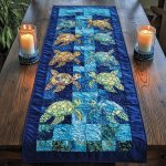 Aqua Drift Quilted Table Runner