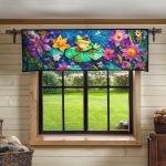 Aqua Frogs Fantasy Quilted Valance