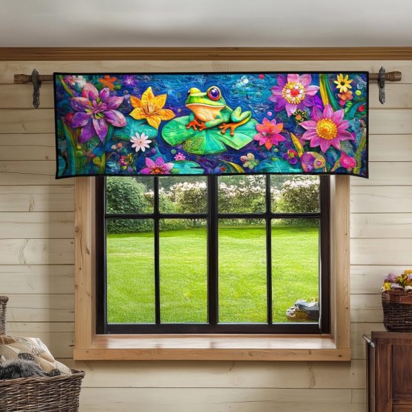 Aqua Frogs Fantasy Quilted Valance