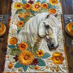 Artistic Horse-Themed Quilted Table Runner