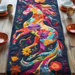 Artistic Horse-Themed Quilted Table Runner