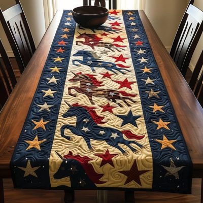 Artistic Running Horse Quilted Table Runner