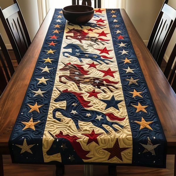 Artistic Running Horse Quilted Table Runner
