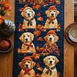Autumn Gold Paws Quilted Table Runner