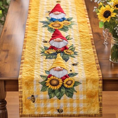 Autumn Gnome Cozies Quilted Table Runner